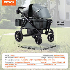 Bostome All-Terrain Stroller Wagon with two seats, foldable design, and all-terrain wheels.