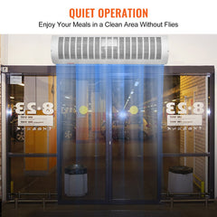 Bostome 36" commercial air curtain with wall-mounted design and two-speed airflow settings.