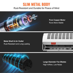 Wall-mounted Bostome 36" air curtain with two-speed settings and powerful 1200 CFM airflow.