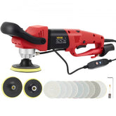 Red Bostome 1200W wet polisher grinder with 6 speeds, 4-inch and 5-inch pads, and accessories.