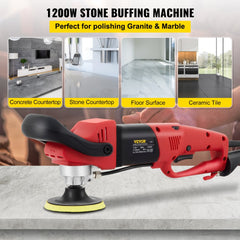 Bostome 1200W wet polisher grinder with 6 speeds and 4-inch 5-inch pads on a surface.
