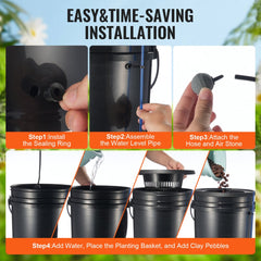 Bostome DWC Hydroponics Grow System kit with 5-gallon bucket and air pump for indoor gardening.