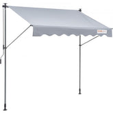 Bostome 118" manual retractable patio awning in gray with adjustable height and privacy curtain.
