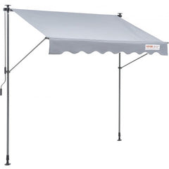 Bostome 118" manual retractable patio awning in gray with adjustable height and privacy curtain.