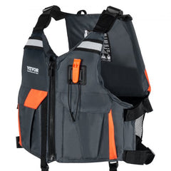 Bostome Watersports Life Vest in black with minimal shoulder coverage and two large pockets.
