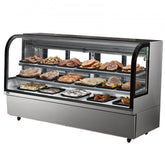 Bostome 32 cu ft refrigerated bakery display case with four adjustable shelves and LED lighting.