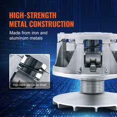 Primary drive clutch assembly with high-strength metal construction and 1.16-inch bore for Polaris vehicles.