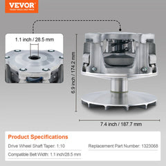 Bostome Primary Drive Clutch for Polaris RZR 1000, featuring 1.24" bore and durable construction.