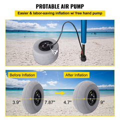 Bostome 9-inch PVC beach balloon wheels for kayak dolly with low-pressure inflatable tires.