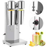 Bostome double head milkshake maker with stainless steel body and two mixing stations.