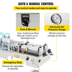 Bostome Automatic Liquid Filling Machine with double heads, adjustable volume, and stainless steel design.