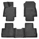 Set of black TPE floor mats for Toyota RAV4 2019-2024 non-hybrid, with raised edges and textured surface.