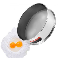 Stainless steel flour sieve with 150 mesh for fine sifting and easy handling in baking.