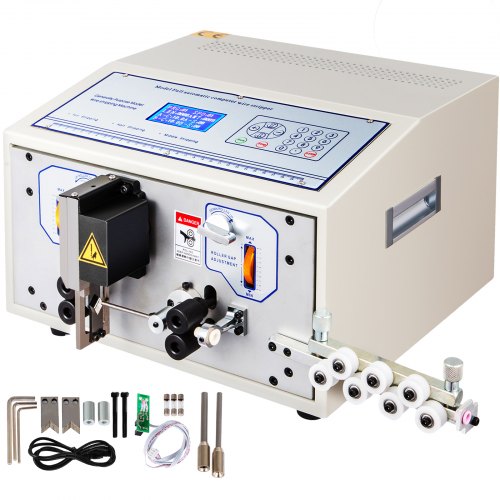 Automatic wire stripping machine with CNC control for 0.1-4.5mm² wire sizes.