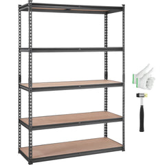 Black 5-tier heavy duty garage shelving unit with adjustable shelves and 2000 lbs capacity.