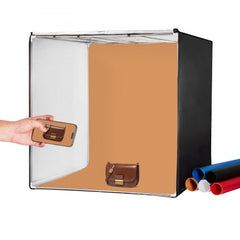 Bostome 39" photo studio light box with 210 LED lights and five detachable color backdrops.