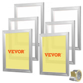 Six 16x20 inch silver aluminum silk screen printing frames with 110 mesh and sealing tape.