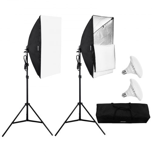 Bostome 20x28" softbox lighting kit with adjustable stand and 30W 5500K LED bulbs.