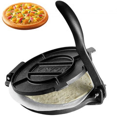 Bostome 10-inch cast iron tortilla press with ergonomic handle and pre-seasoned surface.