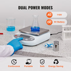 Bostome lab scale with 3000g capacity, 0.01g accuracy, and dual power modes on a lab counter.