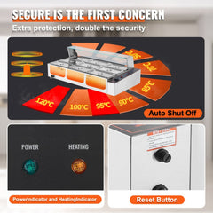 Stainless steel commercial electric food warmer with 9 x 5Qt pans, glass shield, and temperature controls.