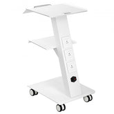 Bostome 3-layer lab trolley with built-in socket, adjustable shelves, and 360° swivel casters.