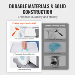 Comparison chart showing high-density ABS material's durability and stability versus ordinary plastic for a medical lab cart.