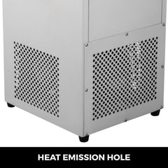 Side view of Bostome 6L lab chiller circulator showing stainless steel body and heat emission holes.