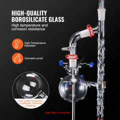 Bostome 1000ml Lab Distillation Kit with 3.3 Borosilicate Glass and 24/40 ground joints.