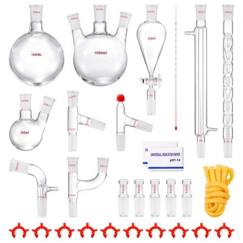 Bostome 1000ml Lab Distillation Kit with 3.3 Borosilicate Glass and 24/40 joint components.
