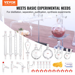 Bostome 1000ml Lab Distillation Kit with 3.3 Borosilicate Glass and 24/40 ground joints.