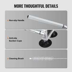 Stainless steel French fry cutter with two blades for uniform cuts of potatoes and veggies.