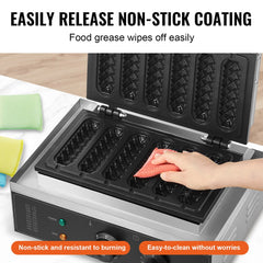 Bostome Commercial Waffle Stick Maker with six slots and stainless steel construction.