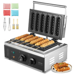 Bostome Commercial Waffle Stick Maker with six molds and stainless steel construction.