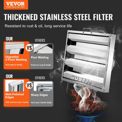 15.5x19.5 inch stainless steel commercial range hood baffle filter with polished edges and 3-point welding.