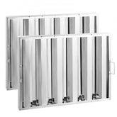 Stainless steel baffle filter for commercial range hood, 24.5"x19.5" with two side handles.