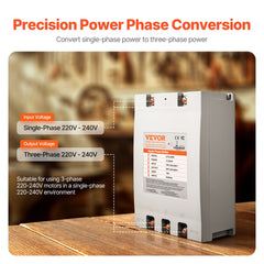 Bostome 20HP phase converter with a compact design for converting single-phase to three-phase power.