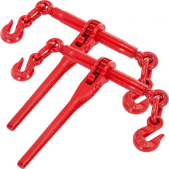 Bostome ratchet chain binder set with steel construction and adjustable length for secure load binding.