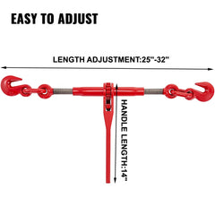 Bostome Ratchet Chain Load Binder Kit with 3/8"x10' G70 chains and 14" handle for secure loads.