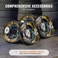 Bostome 10" electric trailer brake assembly for 3500 lbs axles with self-adjusting mechanism.