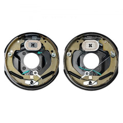 10-inch electric trailer brake assembly for 3500 lbs axles with self-adjusting mechanism.
