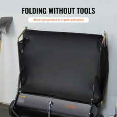 Bostome Tow-Behind Lawn Sweeper with a 42.5" width and 25 cu. ft. hopper for leaf collection.