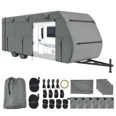 Bostome RV cover made of 300D Oxford fabric for 28-31 ft Class A campers, featuring straps and zippers.