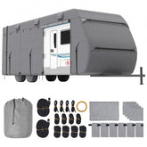 Bostome RV cover for 20-22 ft Class A trailers in durable non-woven fabric with tire covers.