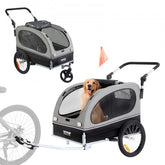 Black and gray Bostome 2-in-1 dog bike trailer and pet stroller with adjustable handle and easy access doors.