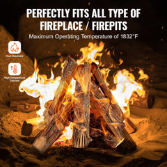 Eight ceramic oak logs in various sizes, designed for gas fireplaces with realistic appearance.