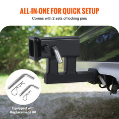 Bostome hitch adapter extender with solid steel construction, 4" rise/drop, and 4000 lbs capacity.