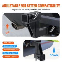 Bostome Trailer Hitch Riser with 2" receiver, 6" rise/drop, and solid steel construction.