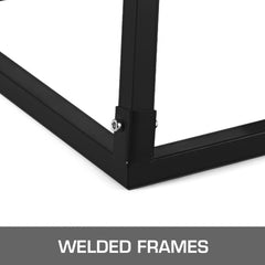 Black steel welded frame of a 12-inch plyometric jump box platform.