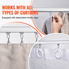 White aluminum ceiling curtain track set, 11.8 FT, with smooth-gliding runners and connectors.